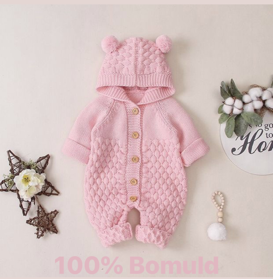 Knit jumpsuit (Pink) (100% Cotton)