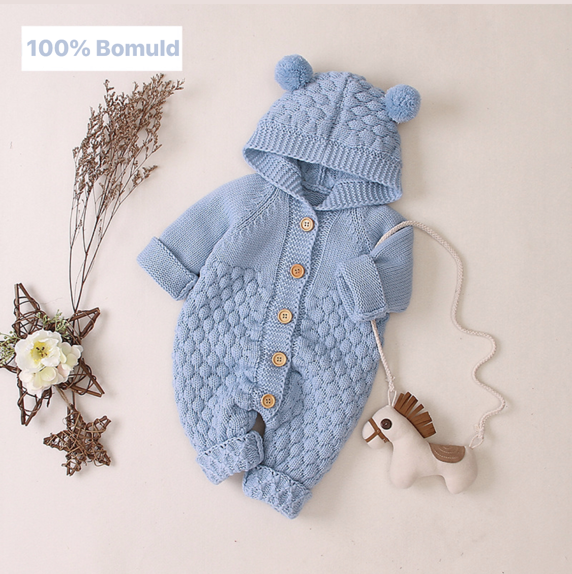 Knit jumpsuit (Light blue) (100% Cotton)