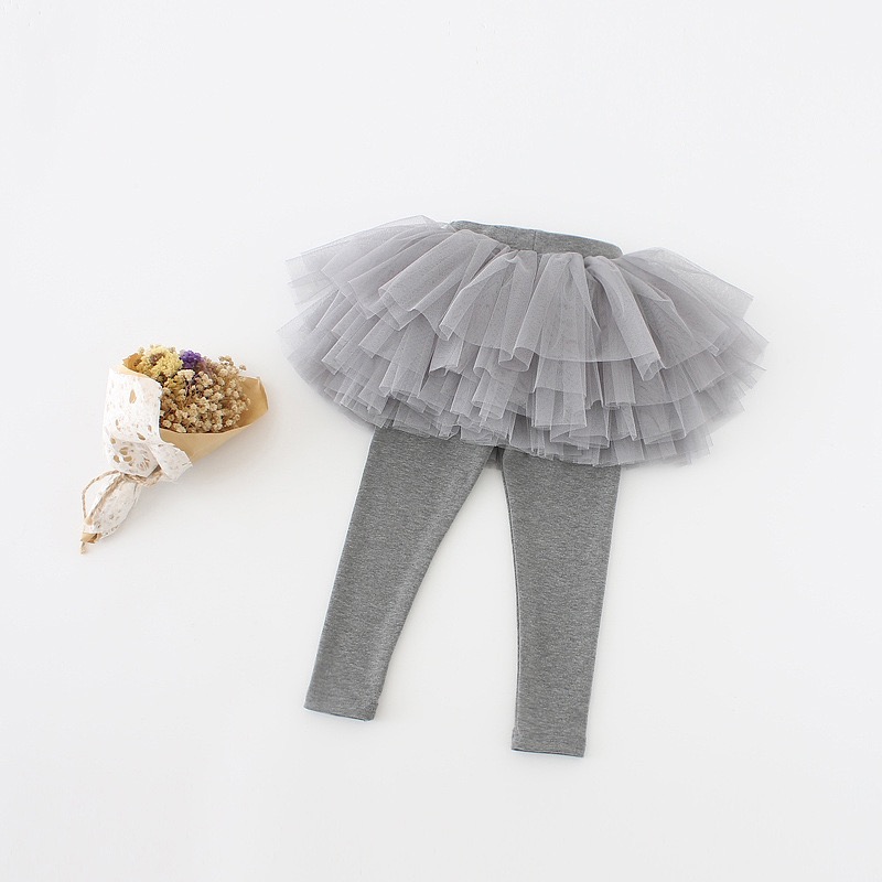 Pants with skirt overlay (gray)