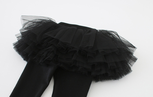 Pants with skirt overlay (black)