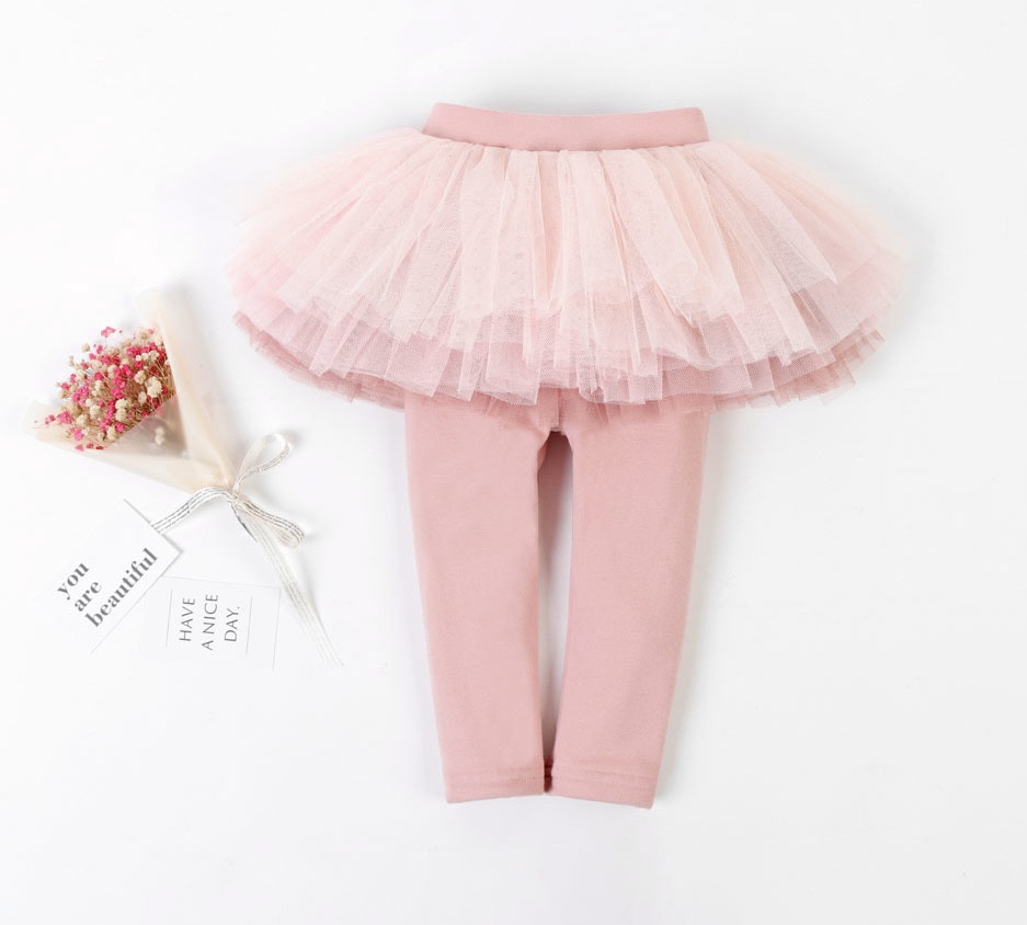 Pants with skirt overlay (pink)