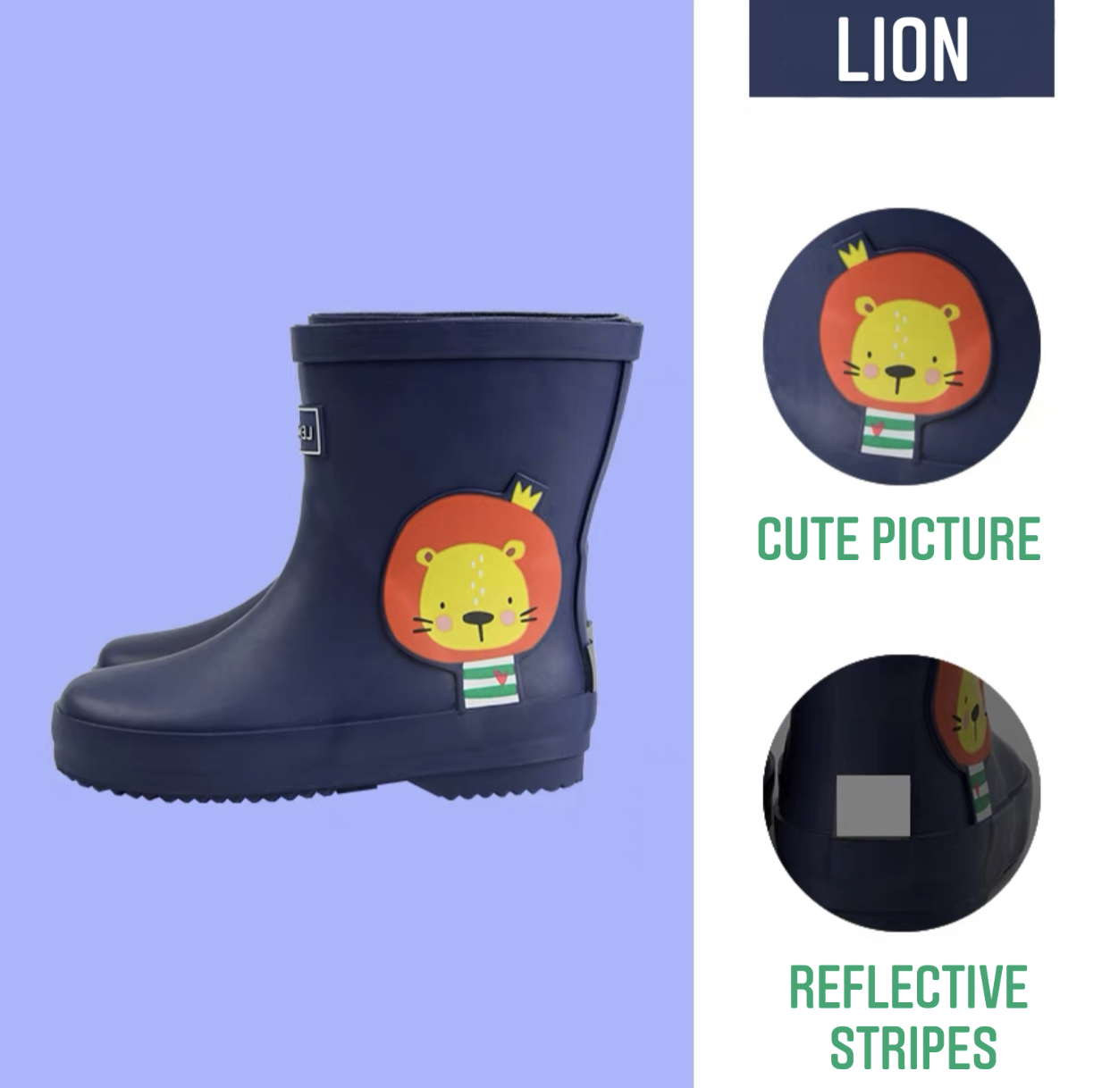 Rubber boots with lion